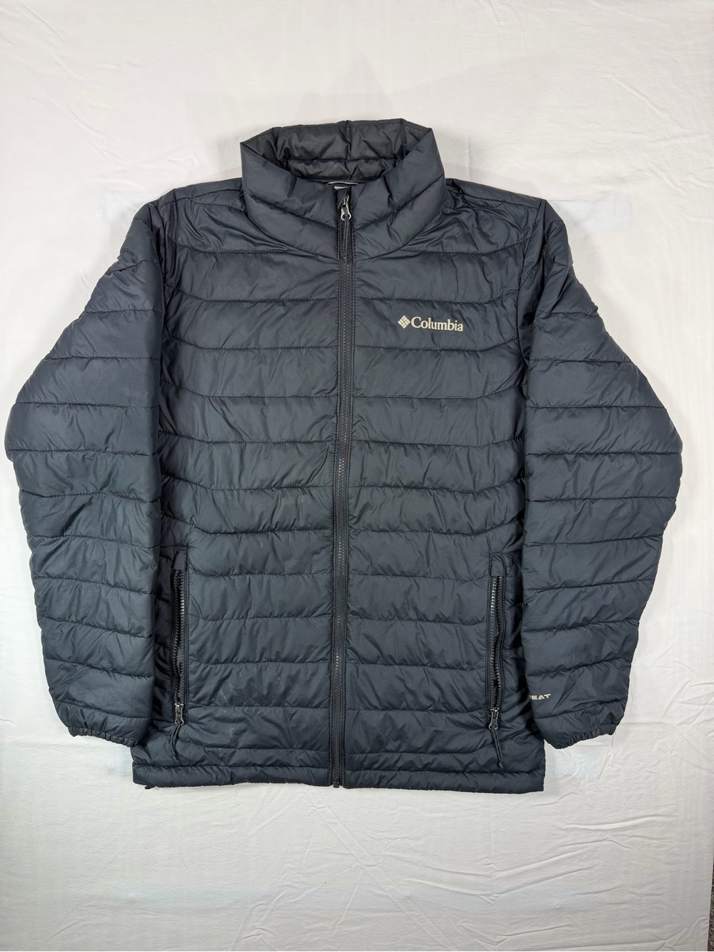 Columbia Omni-Heat Puffer Jacket Men’s Black Insulated Full Zip Winter Coat